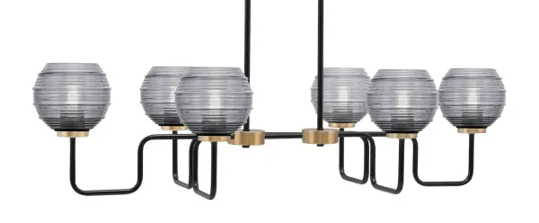 Sandia 6-Light Island Light with Smoke Ribbed Glass - Image 1