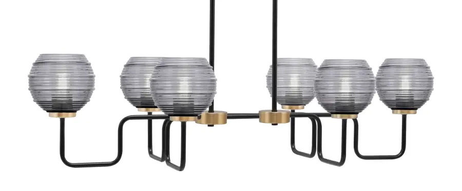 Sandia 6-Light Island Light with Smoke Ribbed Glass - Image 1