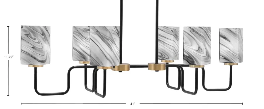 Sandia 6-Light Island Pendant in Matte Black & New Age Brass with Onyx Swirl Glass - Image 2