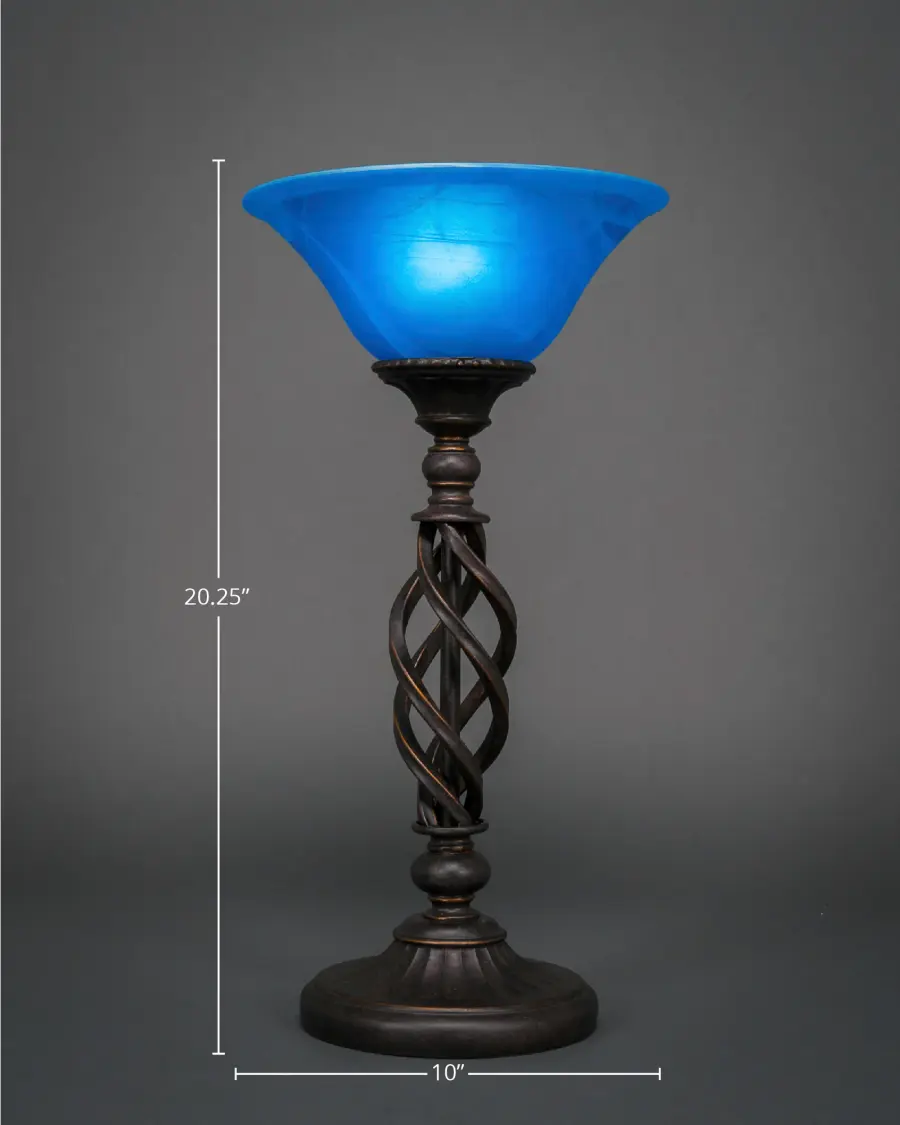 Elegante Accent Lamp with Blue Italian Glass - Image 2