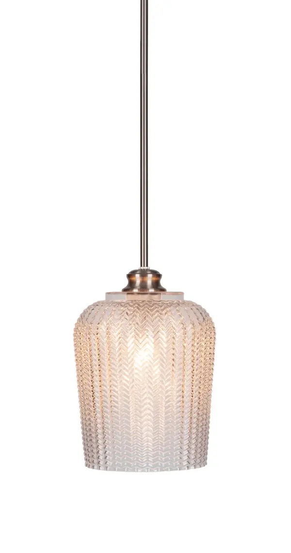 Cordova Stem Hung Pendant with Clear Textured Glass - Image 1