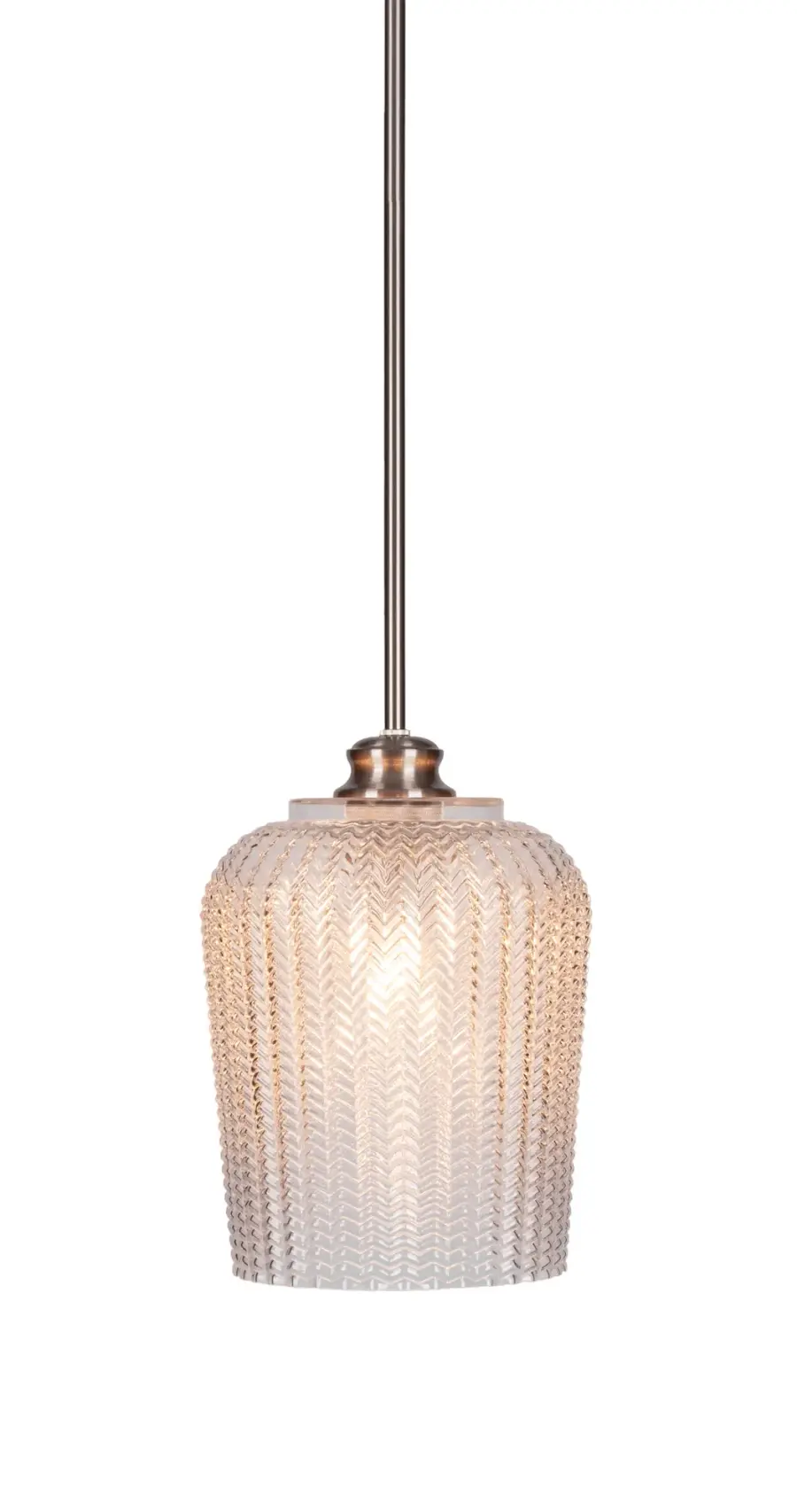 Cordova Stem Hung Pendant with Clear Textured Glass - Image 1