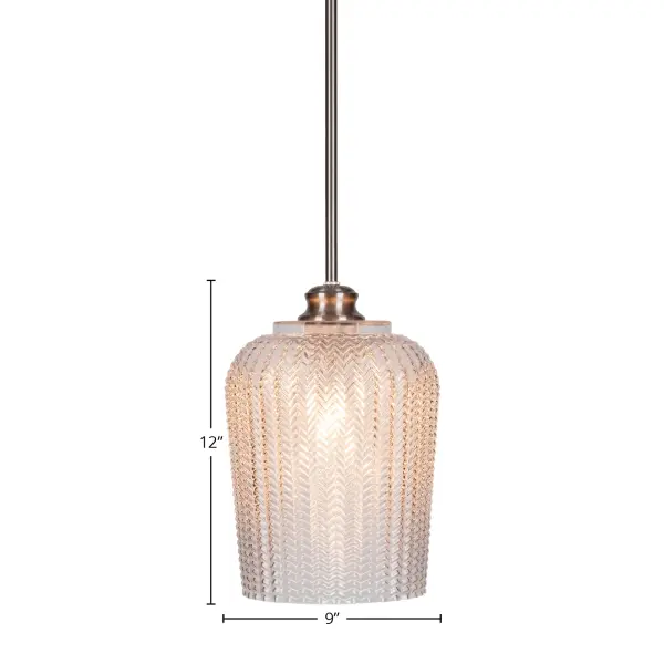 Cordova Stem Hung Pendant with Clear Textured Glass - Image 2