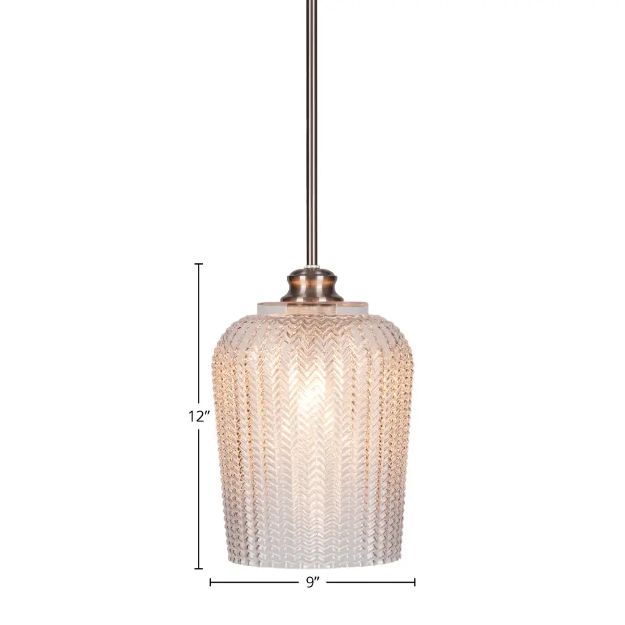 Cordova Stem Hung Pendant with Clear Textured Glass - Image 2