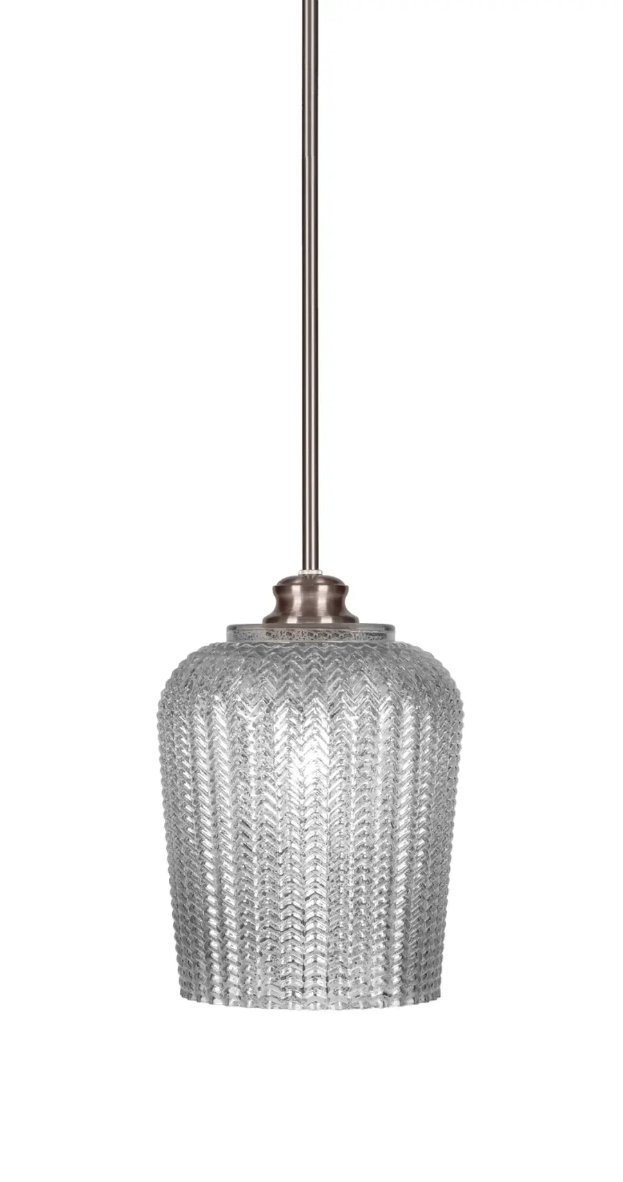 Cordova Stem Hung Pendant with Silver Textured Glass - Image 1