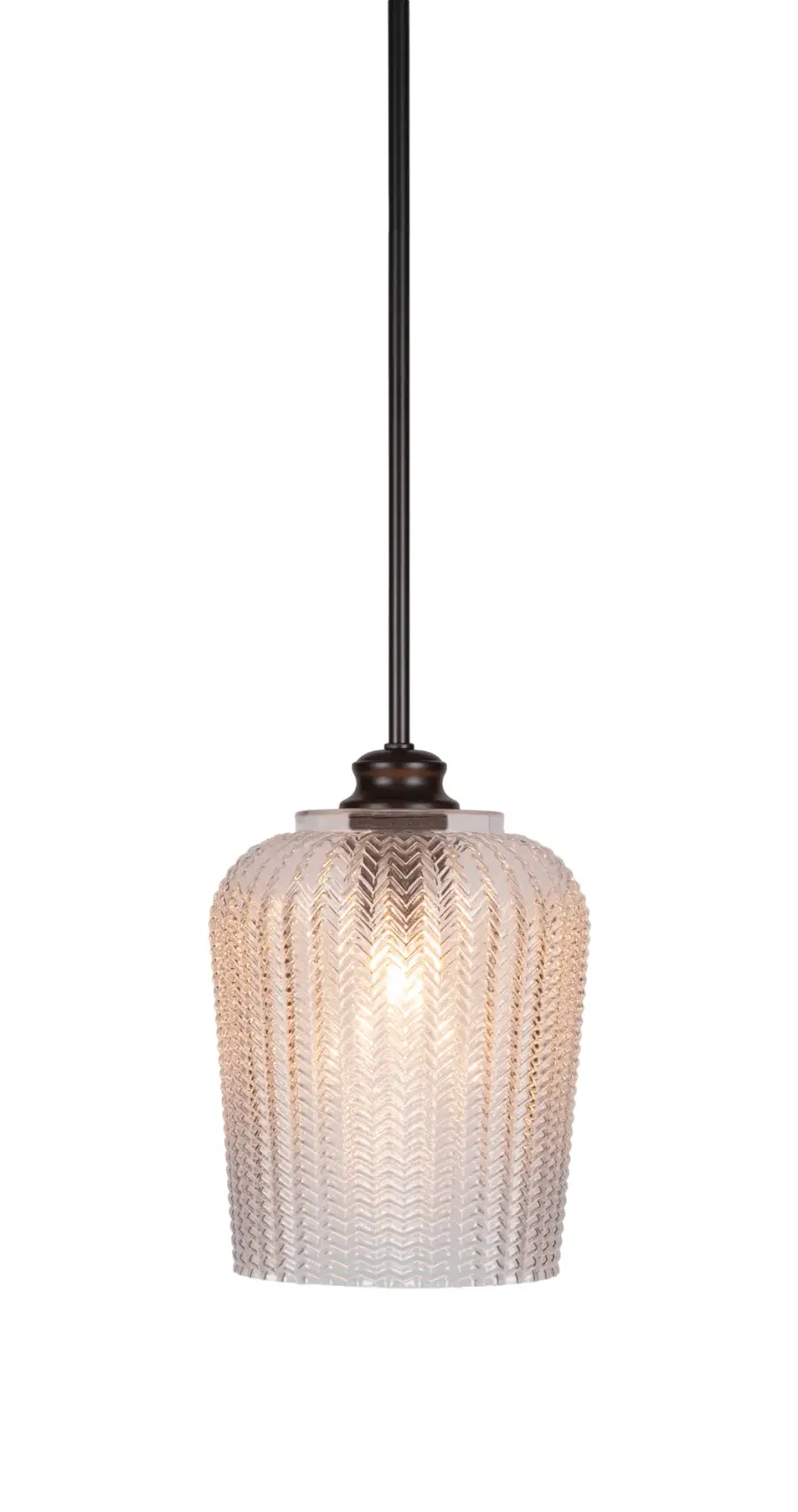 Cordova Stem Hung Pendant with Clear Textured Glass - Image 1