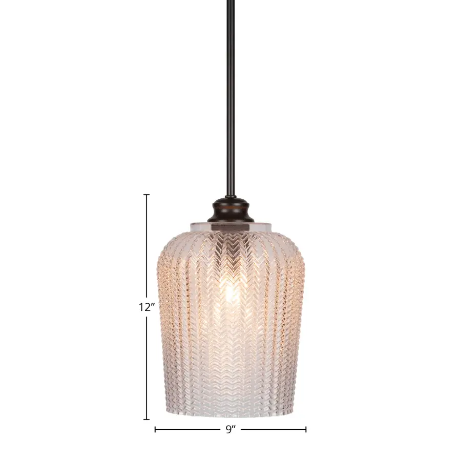 Cordova Stem Hung Pendant with Clear Textured Glass - Image 2