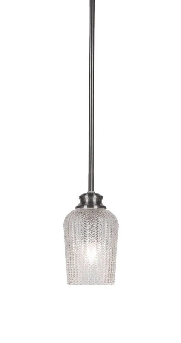 Cordova Stem Hung Pendant with Clear Textured Glass - Image 1