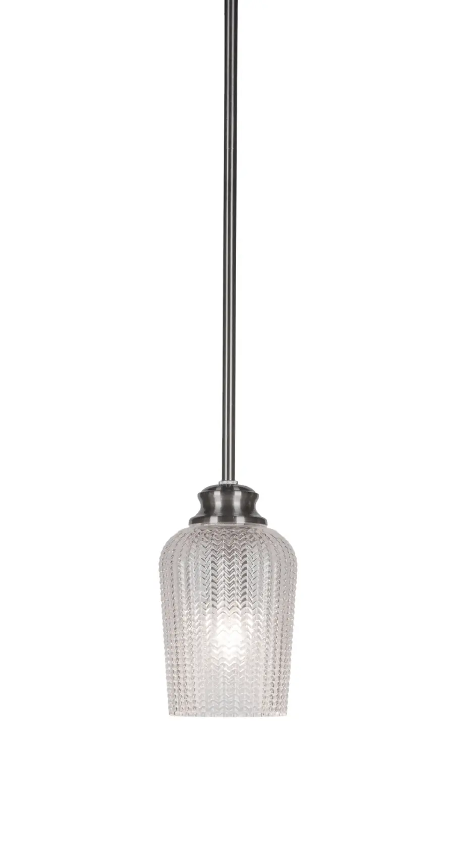 Cordova Stem Hung Pendant with Clear Textured Glass - Image 1