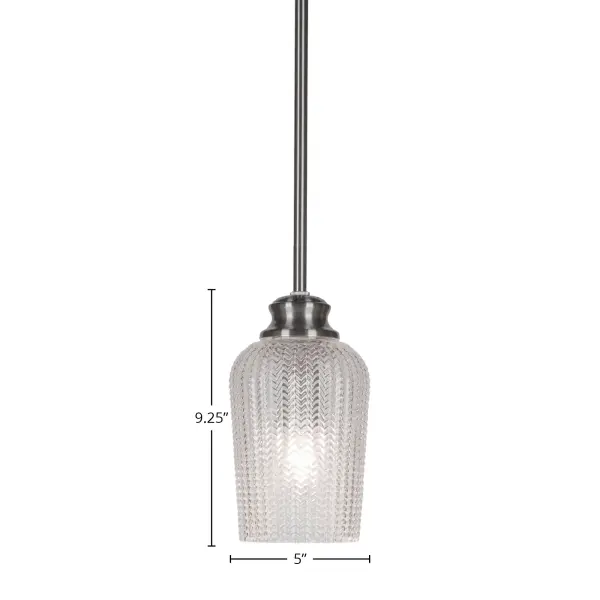 Cordova Stem Hung Pendant with Clear Textured Glass - Image 2