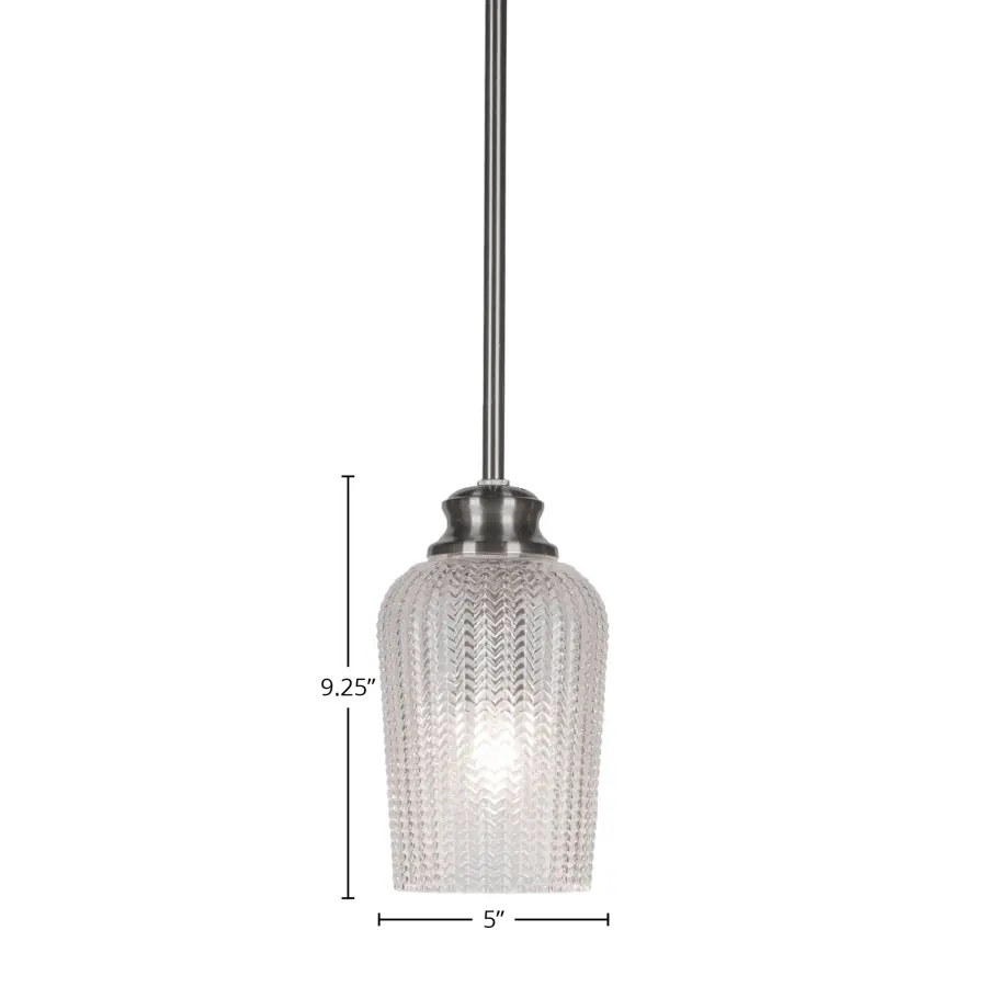 Cordova Stem Hung Pendant with Clear Textured Glass - Image 2