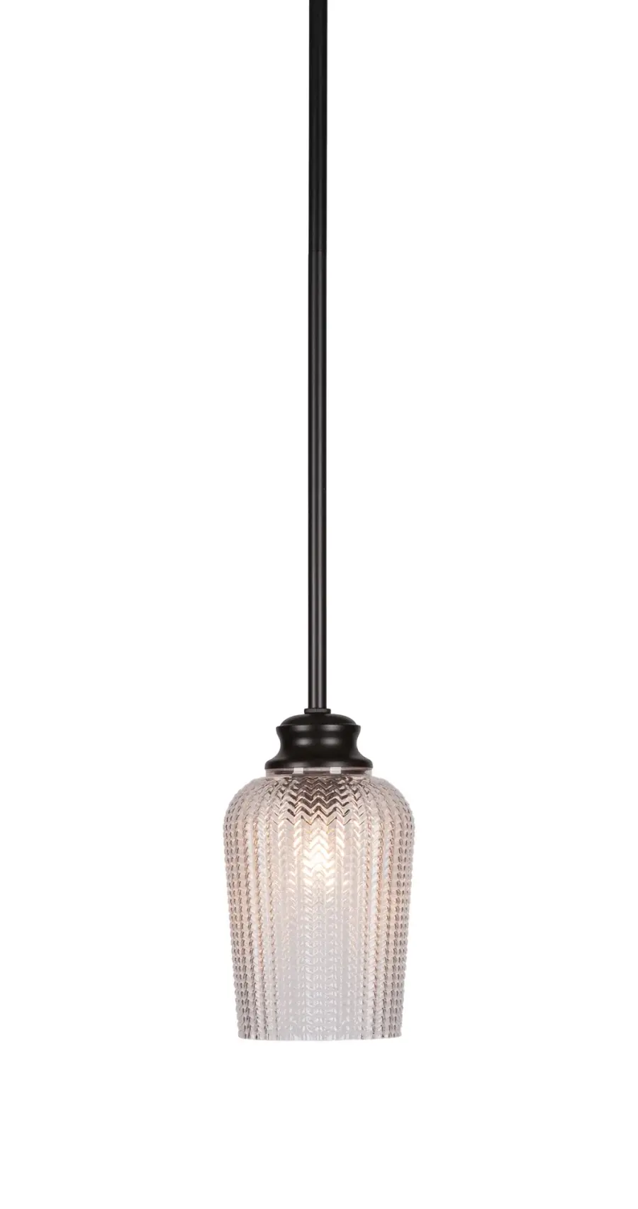 Cordova Stem Hung Pendant with Clear Textured Glass - Image 1