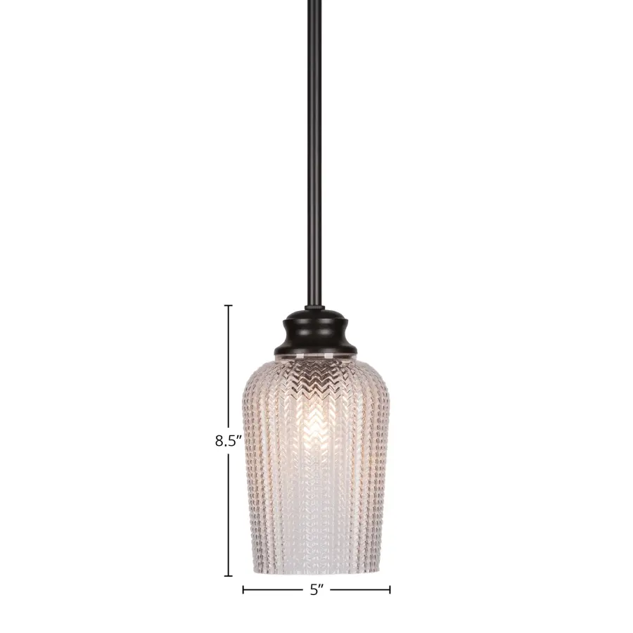Cordova Stem Hung Pendant with Clear Textured Glass - Image 2