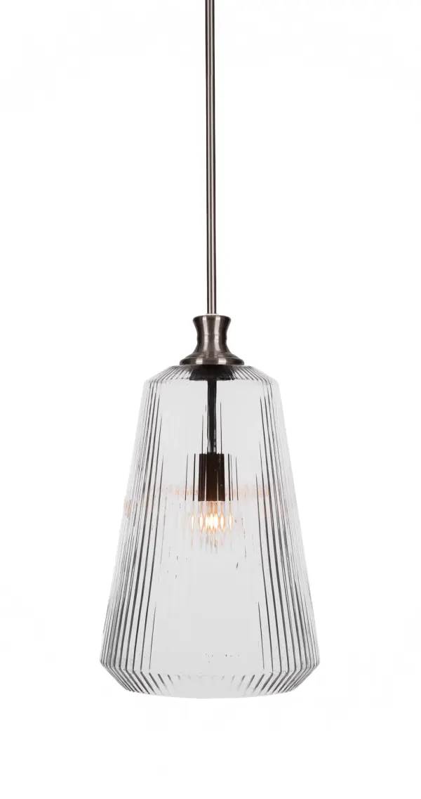 Carina Stem Hung Pendant with Clear Ribbed Glass - Image 1
