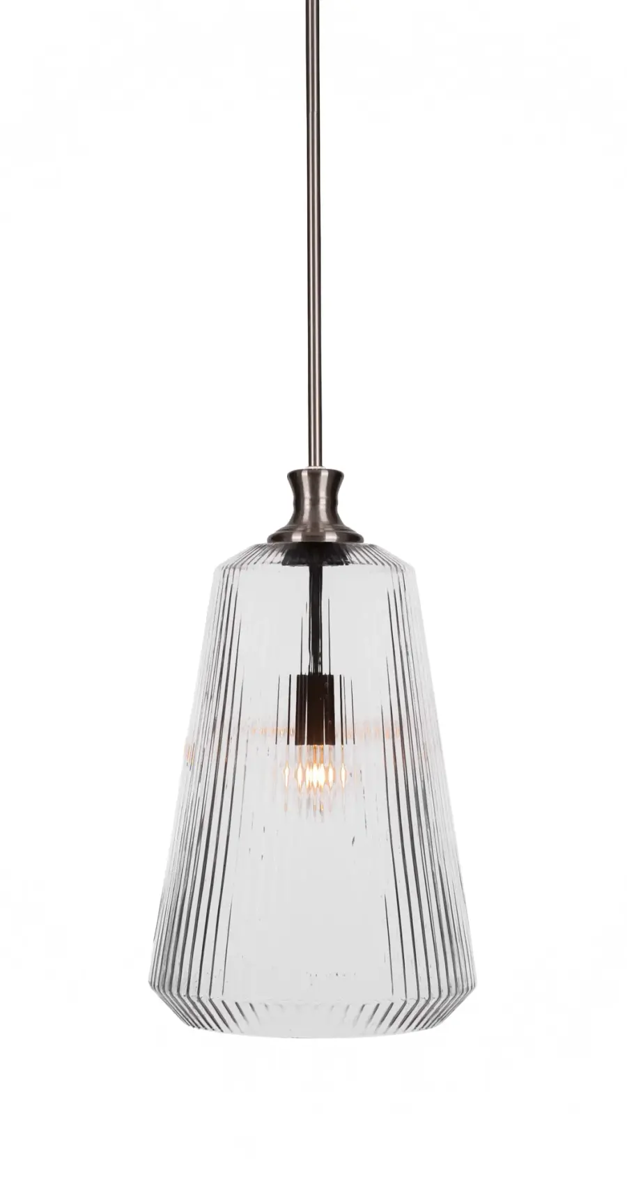 Carina Stem Hung Pendant with Clear Ribbed Glass - Image 1