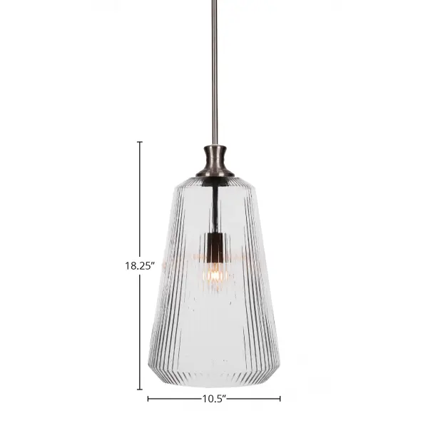 Carina Stem Hung Pendant with Clear Ribbed Glass - Image 2