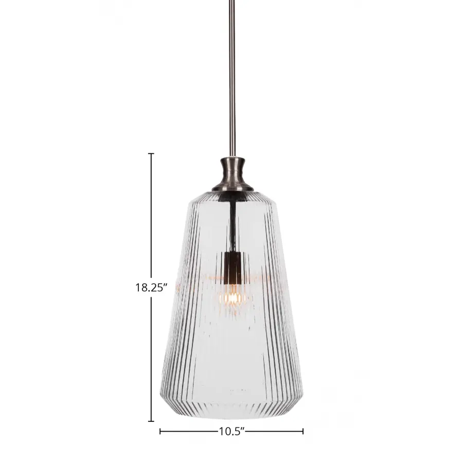 Carina Stem Hung Pendant with Clear Ribbed Glass - Image 2