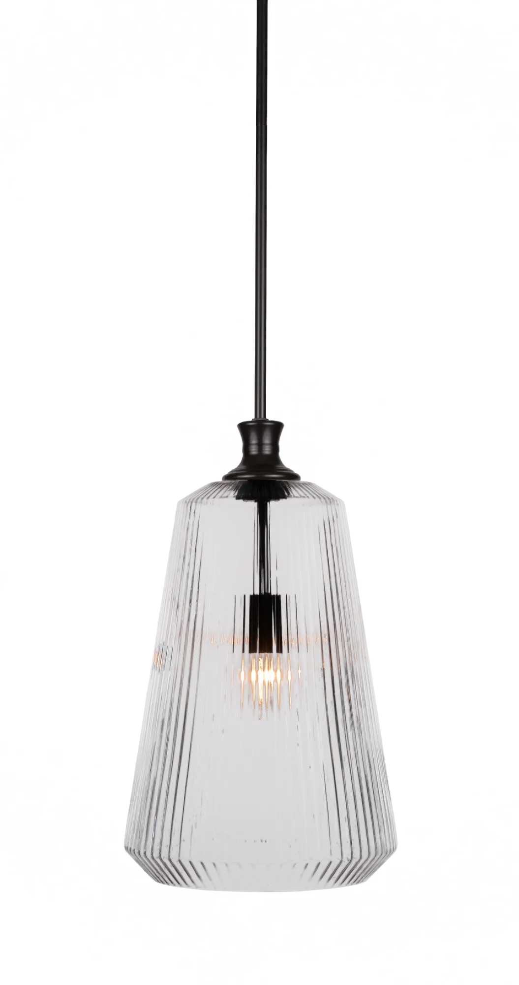 Carina Stem Hung Pendant with Clear Ribbed Glass