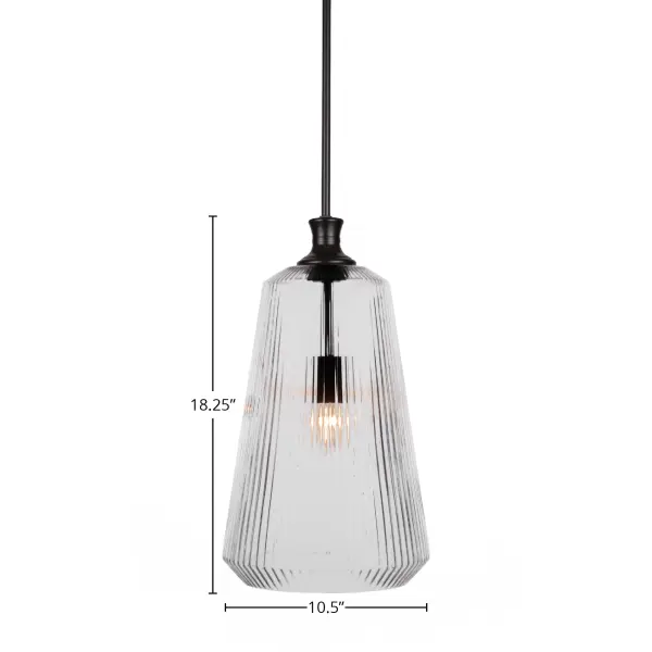 Carina Stem Hung Pendant with Clear Ribbed Glass - Image 2