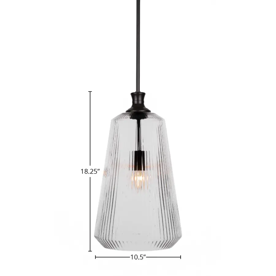 Carina Stem Hung Pendant with Clear Ribbed Glass - Image 2