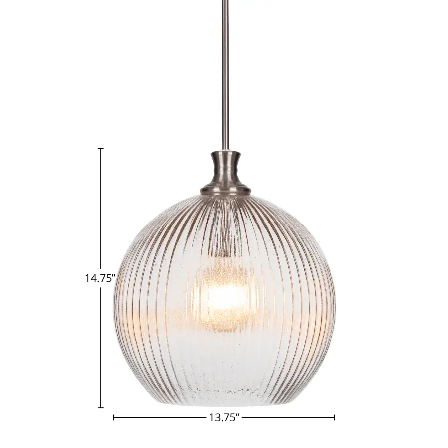 Carina Stem Hung Pendant with Micro Bubble Ribbed Glass - Image 2