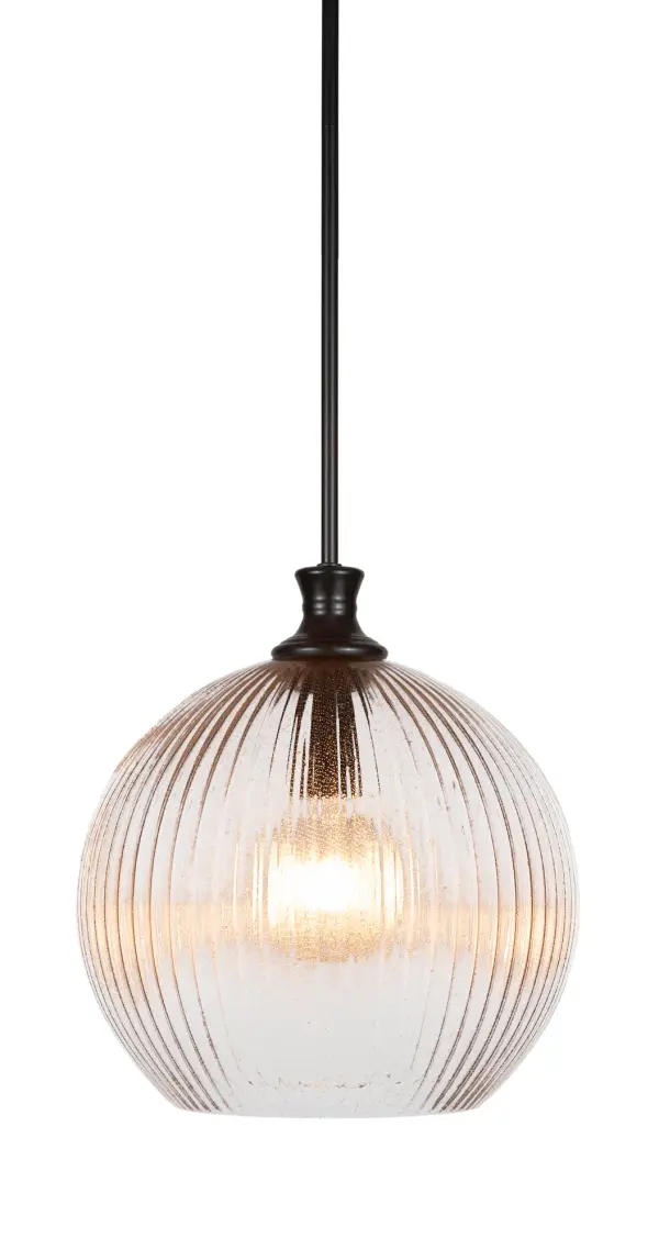 Carina Stem Hung Pendant with Micro Bubble Ribbed Glass - Image 1