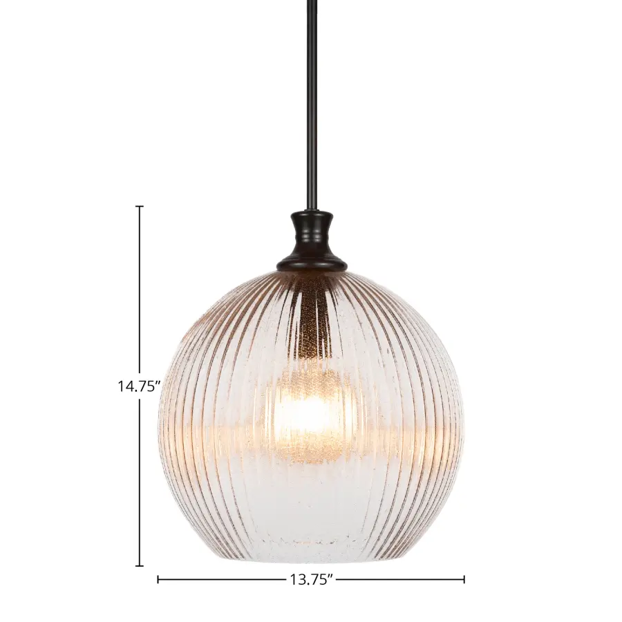 Carina Stem Hung Pendant with Micro Bubble Ribbed Glass - Image 2