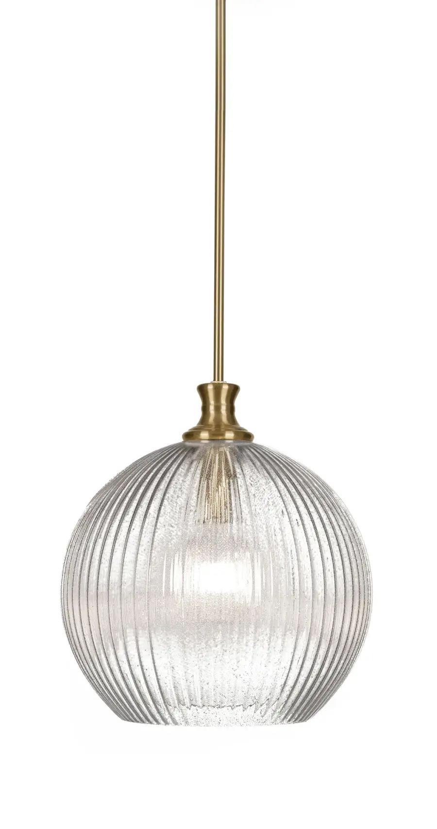 Carina Stem Hung Pendant with Micro Bubble Ribbed Glass - Image 1
