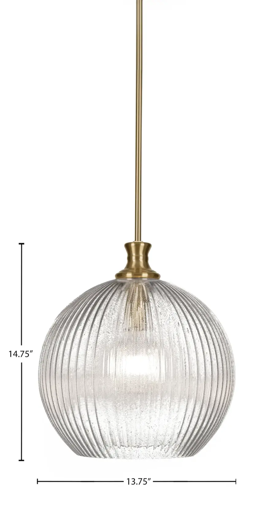 Carina Stem Hung Pendant with Micro Bubble Ribbed Glass - Image 2