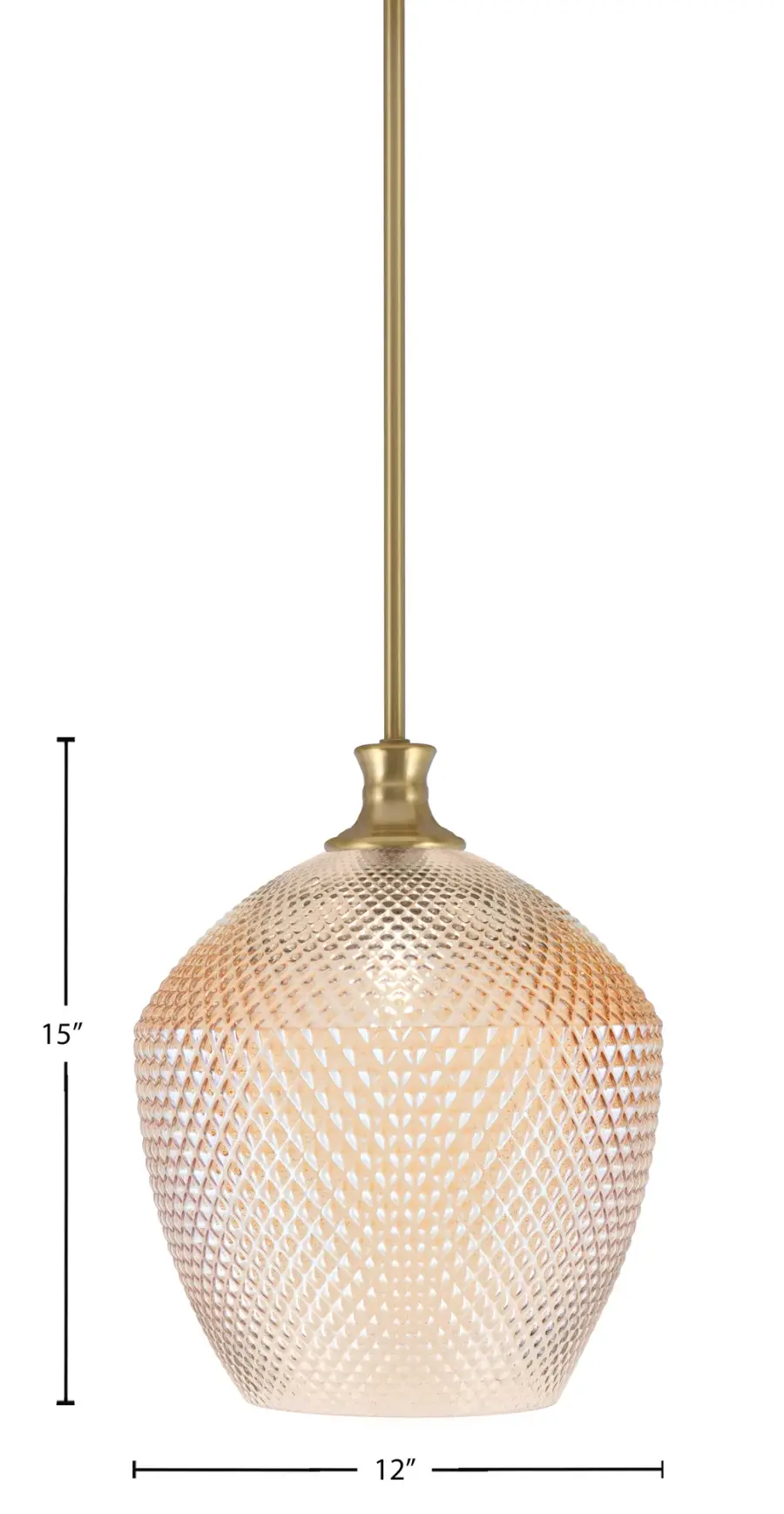 Toltec Lighting Stem Hung Pendant with Amber Textured Glass - Image 2