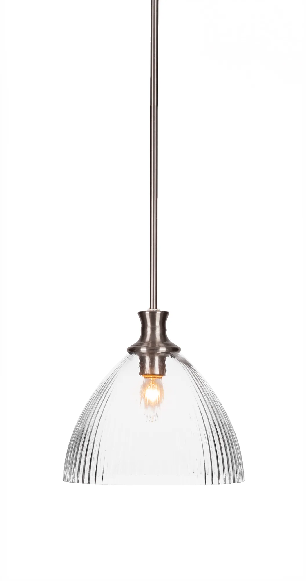 Carina Stem Hung Pendant with Clear Ribbed Glass