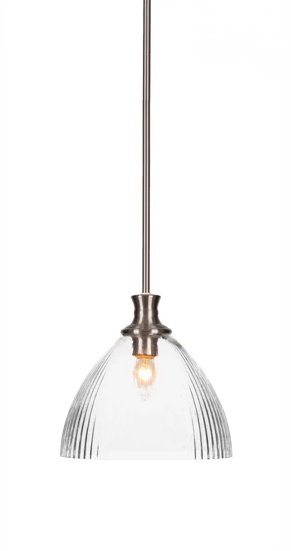 Carina Stem Hung Pendant with Clear Ribbed Glass - Image 1