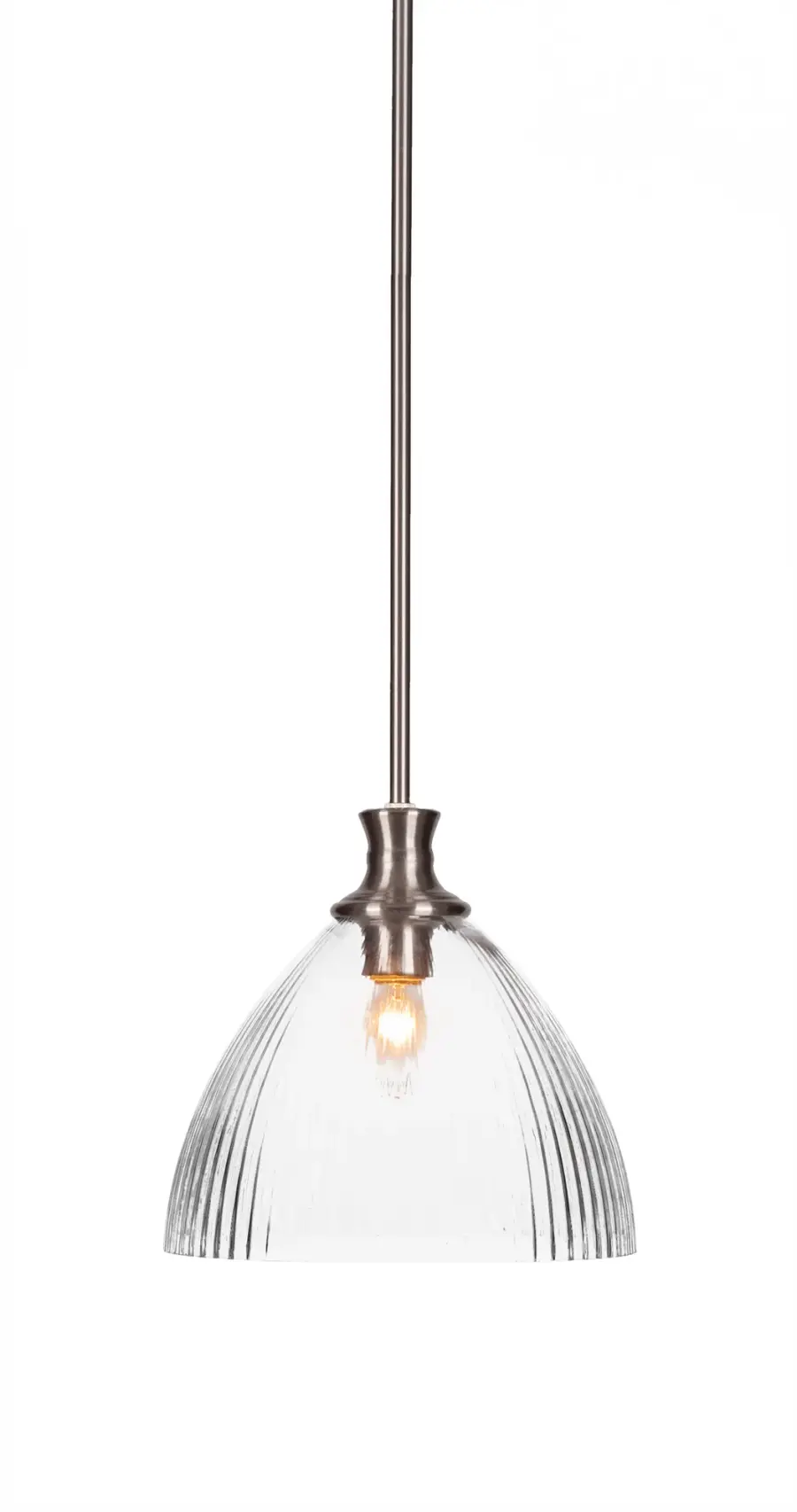 Carina Stem Hung Pendant with Clear Ribbed Glass - Image 1