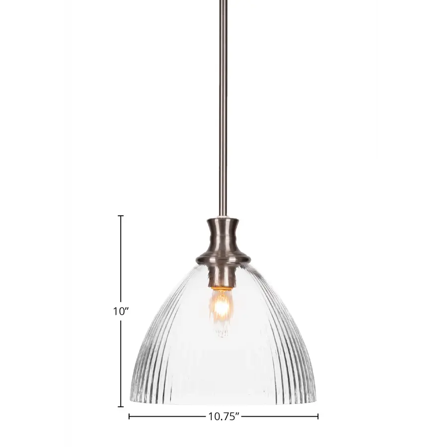 Carina Stem Hung Pendant with Clear Ribbed Glass - Image 2