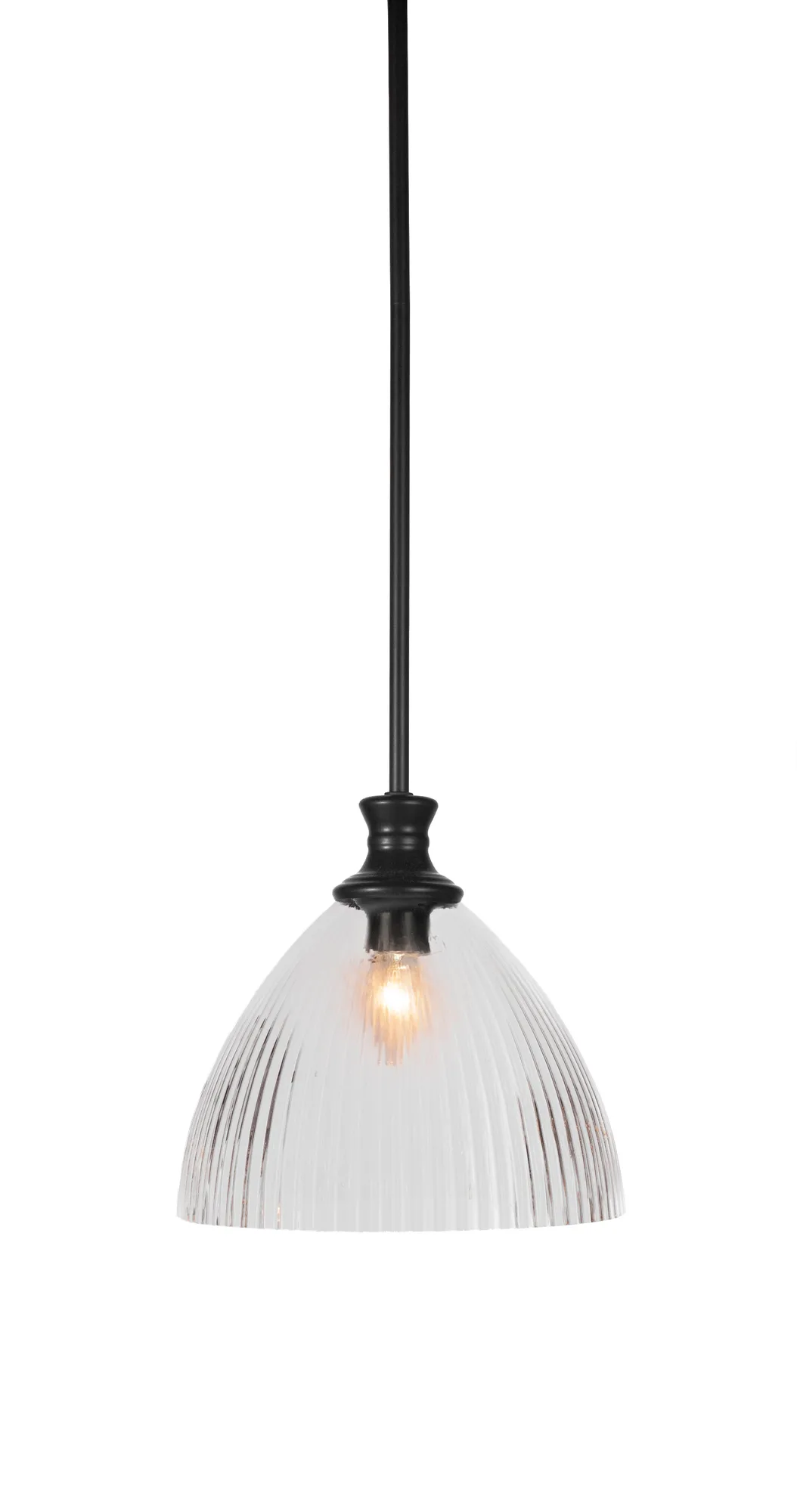 Carina Stem Hung Pendant with Clear Ribbed Glass