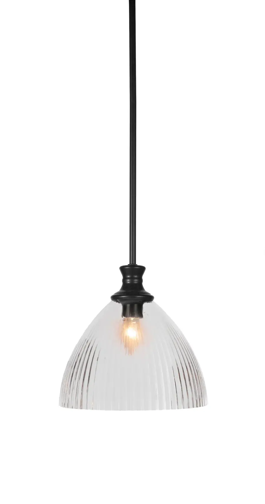 Carina Stem Hung Pendant with Clear Ribbed Glass - Image 1