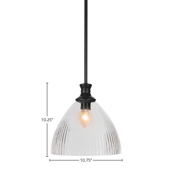 Carina Stem Hung Pendant with Clear Ribbed Glass - Image 2