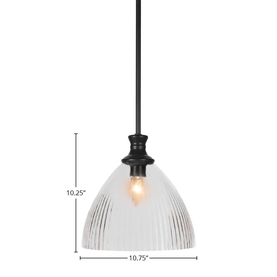 Carina Stem Hung Pendant with Clear Ribbed Glass - Image 2