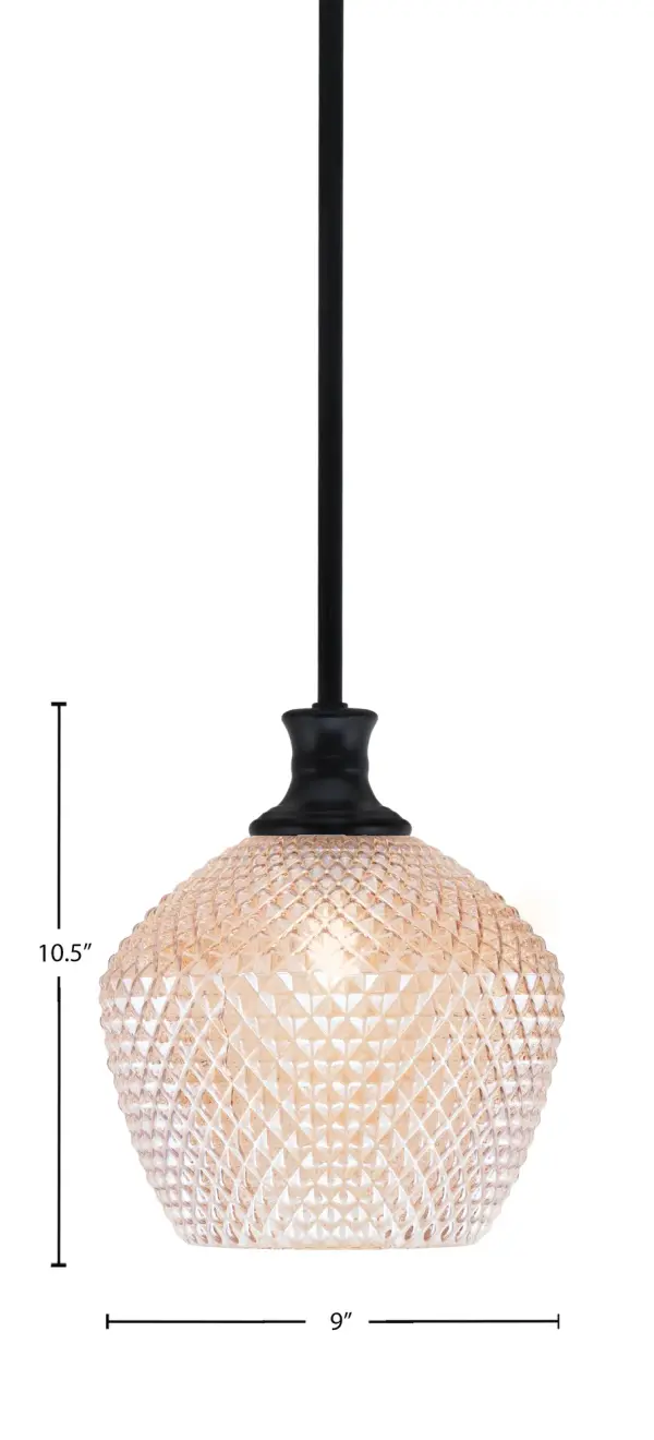 Toltec Lighting Stem Hung Mini Pendant with Amber Textured Glass - Image 2