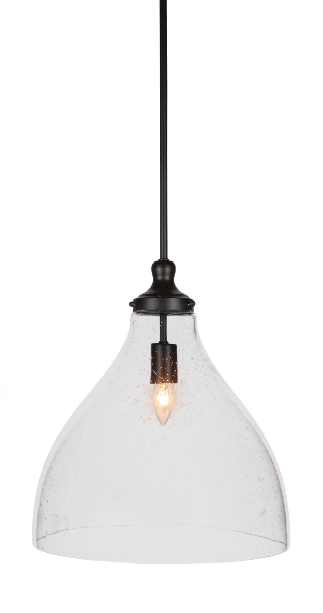 Juno Stem Hung Pendant with Clear Bubble Glass