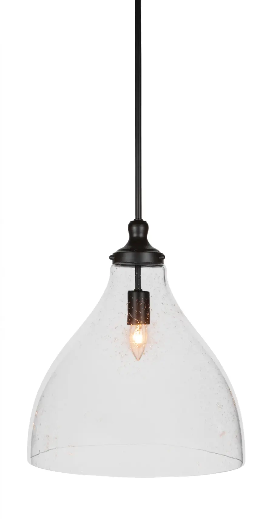 Juno Stem Hung Pendant with Clear Bubble Glass - Image 1