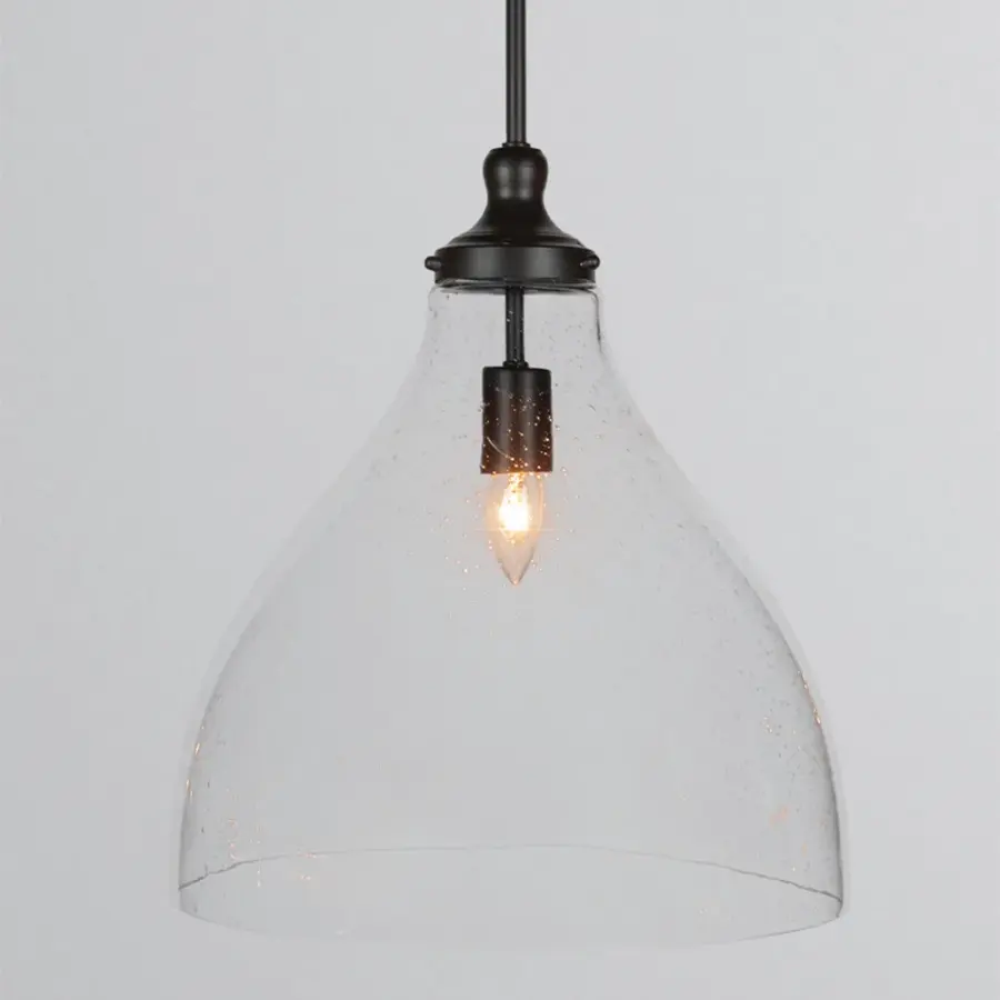 Juno Stem Hung Pendant with Clear Bubble Glass - Image 3