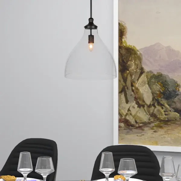 Juno Stem Hung Pendant with Clear Bubble Glass - Image 4