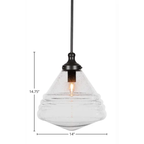 Juno Stem Hung Pendant with Clear Bubble Glass - Image 2