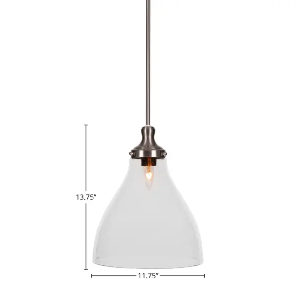 The Juno pendant combines contemporary style with versatile functionality. Its brushed nickel finish and distinctive clear bubble glass create visual interest while the adjustable stem height accommodates various ceiling configurations. - alternate view