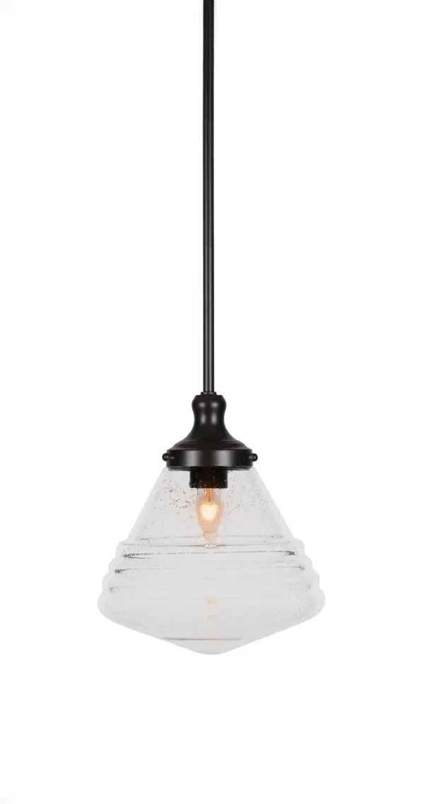 Juno One Light Pendant in Matte Black with Clear Bubble Glass
