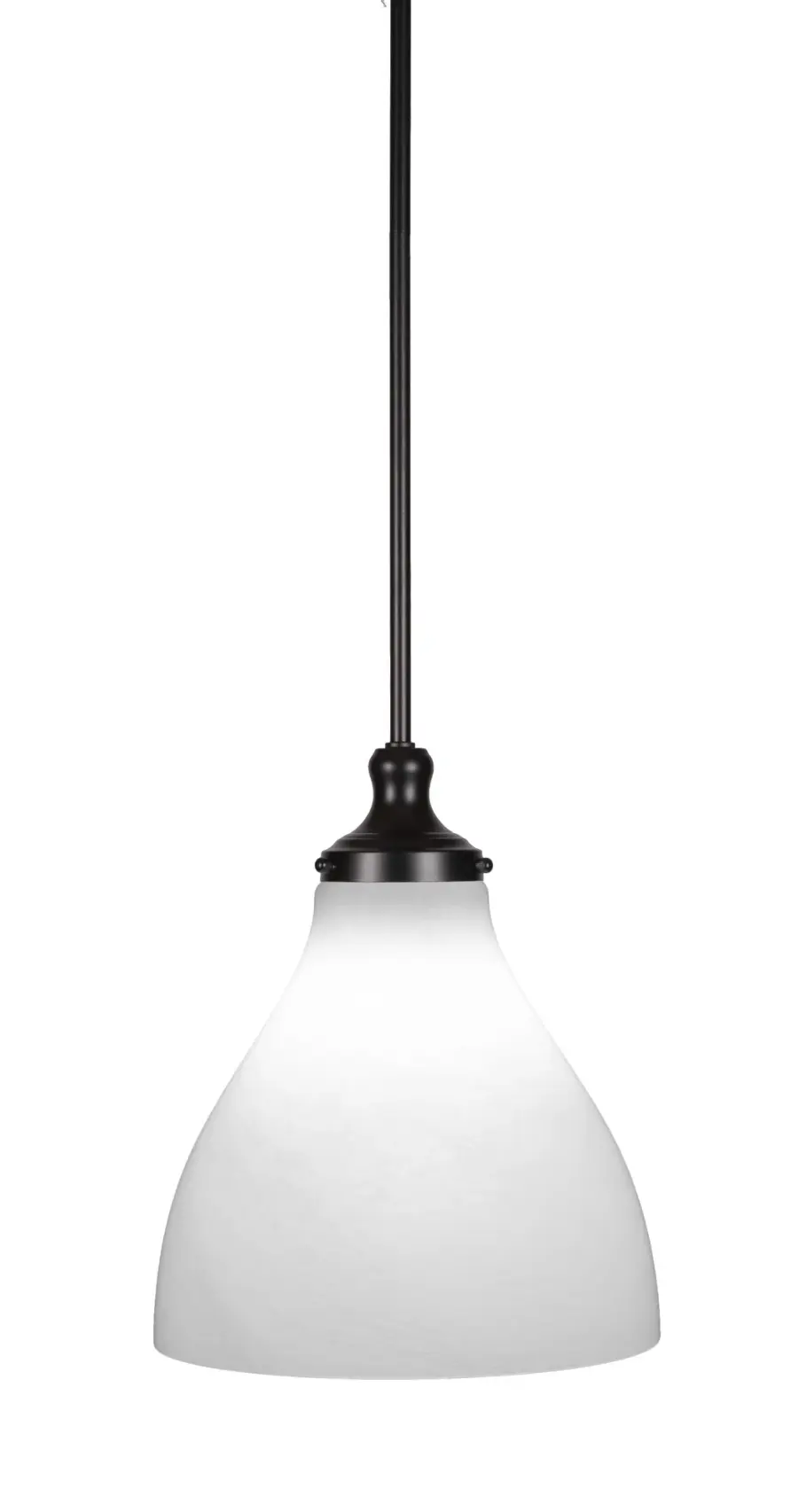 Juno One Light Pendant in Matte Black with White Marble Glass