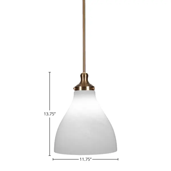 The Juno pendant combines timeless brass finish with sophisticated white marble glass for versatile lighting. Adjustable stem height accommodates various ceiling heights and sloped ceilings, making it ideal for kitchens, dining areas, and entryways. - alternate view