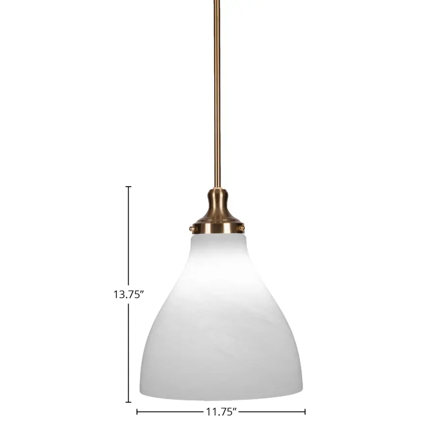 Juno Stem Hung Pendant with White Marble Glass - Image 2