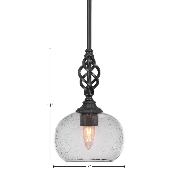 Elegante Stem Hung Mini Pendant with Clear Bubble Glass - Image 2